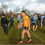 20 February 2016; Enda Smith, Dublin City University, leaves the field dejected after the game. Independent.ie HE GAA Sigerson Cup Final, University College Dublin v Dublin City University, UUJ, Jordanstown, Co. Antrim. Picture credit: Oliver McVeigh / SPORTSFILE
