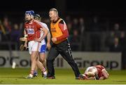 20 February 2016; Cork selector Diarmuid O'SullEvan reacts as Aidan Walsh lies injured after being fouled off the ball. Allianz Hurling League, Division 1A, Round 2, Cork v Waterford, Páirc Ui Rinn, Cork. Picture credit: Brendan Moran / SPORTSFILE
