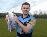 20 February 2016; Jack McCaffrey, captain, University College Dublin, holds aloft the Sigerson cup. Independent.ie HE GAA Sigerson Cup Final, University College Dublin v Dublin City University, UUJ, Jordanstown, Co. Antrim. Picture credit: Oliver McVeigh / SPORTSFILE