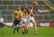 21 February 2016; Andrew Shore, Wexford, in action against Jack Brown, Clare. Allianz Hurling League, Division 1B, Round 2, Wexford v Clare. Innovate Wexford Park, Wexford. Picture credit: Piaras Ó Mídheach / SPORTSFILE