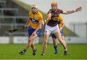 21 February 2016; Conor McGrath, Clare, in action against Andrew Shore, Wexford. Allianz Hurling League, Division 1B, Round 2, Wexford v Clare. Innovate Wexford Park, Wexford. Picture credit: Piaras Ó Mídheach / SPORTSFILE