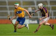 21 February 2016; Aaron Shanagher, Clare, in action against Liam Ryan, Wexford. Allianz Hurling League, Division 1B, Round 2, Wexford v Clare. Innovate Wexford Park, Wexford. Picture credit: Piaras Ó Mídheach / SPORTSFILE