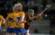 21 February 2016; Conor McGrath, Clare, in action against Shaun Murphy, Wexford. Allianz Hurling League, Division 1B, Round 2, Wexford v Clare. Innovate Wexford Park, Wexford. Picture credit: Piaras Ó Mídheach / SPORTSFILE