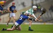 21 February 2016; Cian Lynch, Limerick, is tackled by Daniel Collins, Kerry. Allianz Hurling League, Division 1B, Round 2, Kerry v Limerick, Fitzgerald Stadium, Killarney, Co. Kerry. Picture credit: Brendan Moran / SPORTSFILE