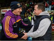 21 February 2016; Wexford manager Liam Dunne, left, shakes hands with Clare manager Davy Fitzgerald after the game. Allianz Hurling League, Division 1B, Round 2, Wexford v Clare. Innovate Wexford Park, Wexford. Picture credit: Piaras Ó Mídheach / SPORTSFILE