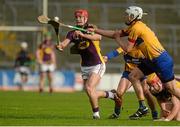 21 February 2016; Lee Chin, Wexford, in action against Conor Cleary, Clare. Allianz Hurling League, Division 1B, Round 2, Wexford v Clare. Innovate Wexford Park, Wexford. Picture credit: Piaras Ó Mídheach / SPORTSFILE