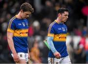 21 February 2016; Ronan Maher, left, and John O'Dwyer, Tipperary, leave the field at the end of the game. Allianz Hurling League, Division 1A, Round 2, Kilkenny v Tipperary, Nowlan Park, Kilkenny. Picture credit: Ray McManus / SPORTSFILE