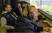 21 February 2016; RTÉ analyst John Mullane listens to his colleague Brian Carthy interview Clare manager Davy Fitzgerald after the game. Allianz Hurling League, Division 1B, Round 2, Wexford v Clare. Innovate Wexford Park, Wexford. Picture credit: Piaras Ó Mídheach / SPORTSFILE