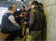 21 February 2016; Clare manager Davy Fitzgerald is interviewed by journalists after the game. Allianz Hurling League, Division 1B, Round 2, Wexford v Clare. Innovate Wexford Park, Wexford. Picture credit: Piaras Ó Mídheach / SPORTSFILE