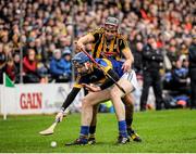 21 February 2016; Cathal Barrett, Tipperary in action against Kevin Kelly, Kilkenny. Allianz Hurling League, Division 1A, Round 2, Kilkenny v Tipperary, Nowlan Park, Kilkenny. Picture credit: Dean Cullen / SPORTSFILE