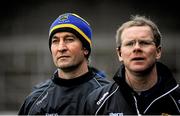 21 February 2016; Tipperary manager Michael Ryan, left, and selector Conor Stakelum stand during the playing of the National Anthem. Allianz Hurling League, Division 1A, Round 2, Kilkenny v Tipperary, Nowlan Park, Kilkenny. Picture credit: Dean Cullen / SPORTSFILE