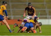 21 February 2016; Liam Óg McGovern, Wexford, in action against Patrick O'Connor, Clare. Allianz Hurling League, Division 1B, Round 2, Wexford v Clare. Innovate Wexford Park, Wexford. Picture credit: Piaras Ó Mídheach / SPORTSFILE