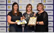 1 June 2016; Laura Fleming, Roscommon, centre, receives her Division 3 Lidl Ladies Team of the League Award from Aoife Clarke, head of communications, Lidl Ireland, left, and Marie Hickey, President of Ladies Gaelic Football, right, at the Lidl Ladies Teams of the League Award Night. The Lidl Teams of the League were presented at Croke Park with 60 players recognised for their performances throughout the 2016 Lidl National Football League Campaign. The 4 teams were selected by opposition managers who selected the best players in their position with the players receiving the most votes being selected in their position. Croke Park, Dublin. Photo by Cody Glenn/Sportsfile
