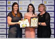 1 June 2016; Michelle McMahon, Louth, centre, receives her Division 4 Lidl Ladies Team of the League Award from Aoife Clarke, head of communications, Lidl Ireland, left, and Marie Hickey, President of Ladies Gaelic Football, right, at the Lidl Ladies Teams of the League Award Night. The Lidl Teams of the League were presented at Croke Park with 60 players recognised for their performances throughout the 2016 Lidl National Football League Campaign. The 4 teams were selected by opposition managers who selected the best players in their position with the players receiving the most votes being selected in their position. Croke Park, Dublin. Photo by Cody Glenn/Sportsfile