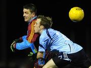 21 January 2010; Senan Connell, St. Declan's All-Stars, in action against Neil O'Connor, Dublin Senior Footballers. St. Declan's All-Stars v Dublin Senior Footballers, St. Brigid's GAA, Russell Park, Dublin. Picture credit: Stephen McCarthy / SPORTSFILE