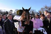 24 Janurary 2010; Jockey Davy Russell with winning connections and trainer Charles Byrnes, after Solwhit had won the Toshiba Irish Champion Hurdle. Leopardstown Racecourse, Dublin. Picture credit: Matt Browne / SPORTSFILE