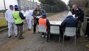 24 January 2010; Umpires take the team sheets as stewards take money in at the table. Connacht FBD League, Group A, Round 2, NUIG v Roscommon, Dangan GAA Grounds, Dangan, Co. Galway. Picture credit: Ray Ryan / SPORTSFILE