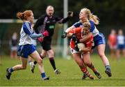 21 February 2016; Sinead McCleary, Armagh, in action against Abbey McCarey, Monaghan. Lidl Ladies National Football League, Division 1, Round 1, Armagh v Monaghan. Pearse îg Park, Co. Armagh. Picture credit: Philip Fitzpatrick / SPORTSFILE