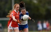 21 February 2016; Blaithin Mackin, Armagh, in action against Josie Fitzpatrick, Monaghan. Lidl Ladies National Football League, Division 1, Round 1, Armagh v Monaghan. Pearse îg Park, Co. Armagh. Picture credit: Philip Fitzpatrick / SPORTSFILE