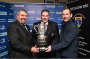 21 February 2016; Pictured at the Bank of Ireland Provincial Towns Cup Quarter-Final Draw are, from left to right, Wicklow Rugby Club President Larry Byrne, Leinster Rugby Branch President Robert McDermott and Jason Quilty, Commercial Branch Manager, Bank of Ireland, Wicklow. Wicklow RFC, Wicklow Town, Co. Wicklow. Picture credit: Ramsey Cardy / SPORTSFILE