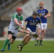 21 February 2016; Colum Harty, Kerry, in action against Seamus Hickey, Limerick. Allianz Hurling League, Division 1B, Round 2, Kerry v Limerick, Fitzgerald Stadium, Killarney, Co. Kerry. Picture credit: Brendan Moran / SPORTSFILE