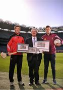 23 February 2016; Uachtarán Chumann Lúthchleas Gael Aogán Ó Fearghail, centre, with Cork hurler Bill Cooper, left, and Westmeath footballer John Heslin in attendance at the launch of the GAA.ie website. Croke Park, Dublin. Picture credit: Sam Barnes / SPORTSFILE