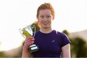 23 February 2016; Caron Ryan, St. Raphaels College, Loughrea, after winning the Senior Girls race at the GloHealth Connacht Schools' Cross Country Championships. Calry Community Park, Sligo. Picture credit: Ramsey Cardy / SPORTSFILE