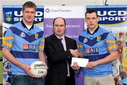 25 January 2010; Pictured at the announcement of the Grant Thornton UCD Gaelic Football Scholarships in memory of the late Sean Murray are Grant Thornton Director Noel Delaney with the scholarship recipients and Laois players Donal Kingston and John O'Loughlin, right. Sports Centre, UCD, Belfield, Dublin. Photo by Sportsfile