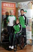 25 January 2010; The Irish Paralympic Team are to wear O'Neills kit for 2012 Paralympic Games in London after the Paralympic Council of Ireland announced O'Neills as the Official Kit Supplier to the 2012 Irish Paralympic Team. At the announcement are athletes, from left, Catherine Walsh, Cycling, Eimear Breathnach, Table Tennis, and Gary Messett, Football. Sport HQ, Parkwest Business Park, Clondalkin, Dublin. Picture credit: Brendan Moran / SPORTSFILE
