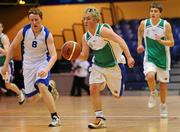 25 January 2010; Ryan Doyle, CBS Ennistymon, in action against Patrick McGloin, St Marys. All-Ireland School Cup Finals 2010, CBS Ennistymon, Clare, v St Marys, Sligo, National Basketball Arena, Tallaght, Dublin. Picture credit: Stephen McCarthy / SPORTSFILE