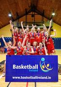 25 January 2010; The Pobalscoil Chorca Dhuibhne team celebrate with the cup. All-Ireland School Cup Finals 2010, Pobalscoil Chorca Dhuibhne, Kerry, v Sacred Heart Tullamore, Offaly, National Basketball Arena, Tallaght, Dublin. Picture credit: Stephen McCarthy / SPORTSFILE