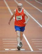 24 January 2010; John Gorman, Gowran A.C., on his way to finishing 2nd in the Men's 60m (V8) in a time of 11.3. Woodie’s DIY Masters Indoor Championships, Nenagh Indoor Arena, Nenagh, Co. Tipperary. Picture credit: Brian Lawless / SPORTSFILE