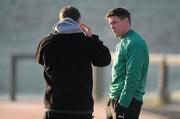 26 January 2010; Ireland out-half Ronan O'Gara, right, alongside team-mate Gordon D'Arcy during squad training ahead of their opening RBS Six Nations Rugby Championship game against Italy on February 6th. University of Limerick, Limerick. Picture credit: Brendan Moran / SPORTSFILE