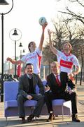 26 January 2010; Setanta Sports presenters Connor Morris, left, and Daire O'Brien, with players Joe McMahon, Tyrone, and Derry captain Gerard O'Kane pictured in Dublin today to announce details of Setanta Sports’ live coverage of the 2010 Allianz GAA Football and Hurling National Leagues. Setanta will broadcast live games from the Leagues at 7.30pm on Saturday evenings on both the Setanta Ireland and Setanta Sports 1 channels. Live coverage of the 2010 Leagues begins on Saturday February 6th next with action from Derry v Tyrone on Setanta Ireland and Meath v Armagh on Setanta Sports 1. Clarion Hotel Dublin IFSC, Dublin . Picture credit: David Maher / SPORTSFILE