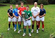27 January 2010; Ireland captain Brian O'Driscoll with fellow captains, from left, Chris Cusiter, Scotland, Leonardo Ghiraldini, Italy, Ryan Jones, Wales, Steve Borthwick, England, and Dimitri Szarzewski, France, at the RBS Six Nations Rugby Championship launch. The Hurlingham Club, Ranelagh Gardens, London, England. Picture credit: Stephen McCarthy / SPORTSFILE