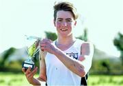 23 February 2016; Aaron Doherty, Rice College, Westport, after winning the SIntermediate Boys race at the GloHealth Connacht Schools' Cross Country Championships. Calry Community Park, Sligo. Picture credit: Ramsey Cardy / SPORTSFILE