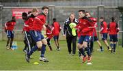 24 February 2016; Coláiste Stiofáin Naofa players warm up ahead of their match against IT Carlow. Colleges & Universities Football League Premier Division Final, Coláiste Stiofáin Naofa v IT Carlow, Hadden Park, Killester United, Dublin. Picture credit: Seb Daly / SPORTSFILE