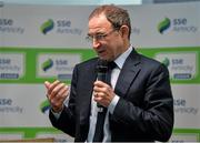 24 February 2016; Republic of Ireland manager Martin O'Neill is interviewed during the launch of the 2016 SSE Airtricity League. Aviva Stadium, Dublin. Picture credit: Brendan Moran / SPORTSFILE