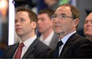 24 February 2016; In attendance at the launch of the 2016 SSE Airtricity League are Ronan Brady, left, Head of Digital & Marketing, SSE Airtricity, and Republic of Ireland manager Martin O'Neill. Aviva Stadium, Dublin. Picture credit: Brendan Moran / SPORTSFILE