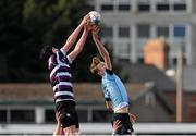 24 February 2016; Aaron Deegan, Terenure College, contests a lineout against Jack Townsend, St Michael’s College. Bank of Ireland Leinster Schools Junior Cup, Round 2, Terenure College v St Michael’s College, Donnybrook Stadium, Donnybrook, Dublin. Picture credit: Sam Barnes / SPORTSFILE
