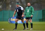 25 February 2016; Ireland's Nathan White, left, and Cian Healy during squad training. Carton House, Maynooth, Co. Kildare. Picture credit: Brendan Moran / SPORTSFILE