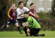 25 February 2016; Goalkeeper David Minihane, Dublin University AFC, collides with team mate Ciaran McGahon. Collingwood Cup Semi-Final, University of Limerick v Dublin University Association Football Club. The Farm, UCC, Cork. Picture credit: Eóin Noonan / SPORTSFILE