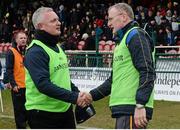 26 February 2016; University College Dublin Nicky English, left, shakes hands with University of Limerick manager Brian Lohan after the game. Independent.ie Fitzgibbon Cup, Semi-Final, University of Limerick v University College Dublin, Cork IT, Bishopstown, Cork. Picture credit: Piaras Ó Mídheach / SPORTSFILE