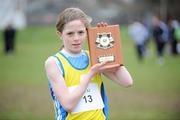 27 January 2010; Siofra Cleirigh Buttner, from Colaiste Iosagain Secondary School Stillorgan, Co. Dublin, with her plaque after winning the Girls Intermediate race at the DCU Invitational Cross Country competition. Dublin City University, Glasnevin, Dublin. Picture credit: Matt Browne / SPORTSFILE
