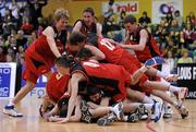 29 January 2010; St. Mary’s Castleisland players celebrate at the final whistle. Basketball Ireland Men’s Under 18 National Cup Final, Eanna, Dublin V St. Mary’s Castleisland, Kerry, Tallaght, Dublin. Picture credit: Stephen McCarthy / SPORTSFILE