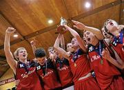 29 January 2010; St. Mary’s Castleisland captain Seamus Brosnan and team-mates celebrate with the cup. Basketball Ireland Men’s Under 18 National Cup Final, Eanna, Dublin V St. Mary’s Castleisland, Kerry, Tallaght, Dublin. Picture credit: Stephen McCarthy / SPORTSFILE