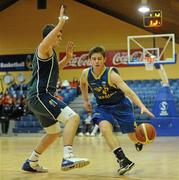 30 January 2010; Cathal Finn, UCD Marian, Dublin, in action against Kenneth Hansberry, Maree, Galway. Men’s Under-20 National Cup Final, UCD Marian, Dublin v Maree, Galway, National Basketball Arena, Tallaght, Dublin. Photo by Sportsfile