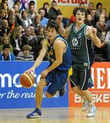 30 January 2010; Daniel James, UCD Marian, Dublin, in action against Colm O’Hagan, Maree, Galway. Men’s Under-20 National Cup Final, UCD Marian, Dublin v Maree, Galway, National Basketball Arena, Tallaght, Dublin. Photo by Sportsfile