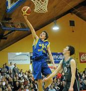 30 January 2010; Daniel James, UCD Marian, Dublin, in action against Liam Conroy, Maree, Galway. Men’s Under-20 National Cup Final, UCD Marian, Dublin v Maree, Galway, National Basketball Arena, Tallaght, Dublin. Photo by Sportsfile
