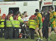 30 January 2010; Stephen O'Neill, Tyrone, leaves the field to be taken away in an Ambulance with a suspected broken elbow. Barrett Sports Lighting Dr. McKenna Cup Final, Donegal v Tyrone, Brewster Park, Enniskillen, Co. Fermanagh. Picture credit: Michael Cullen / SPORTSFILE